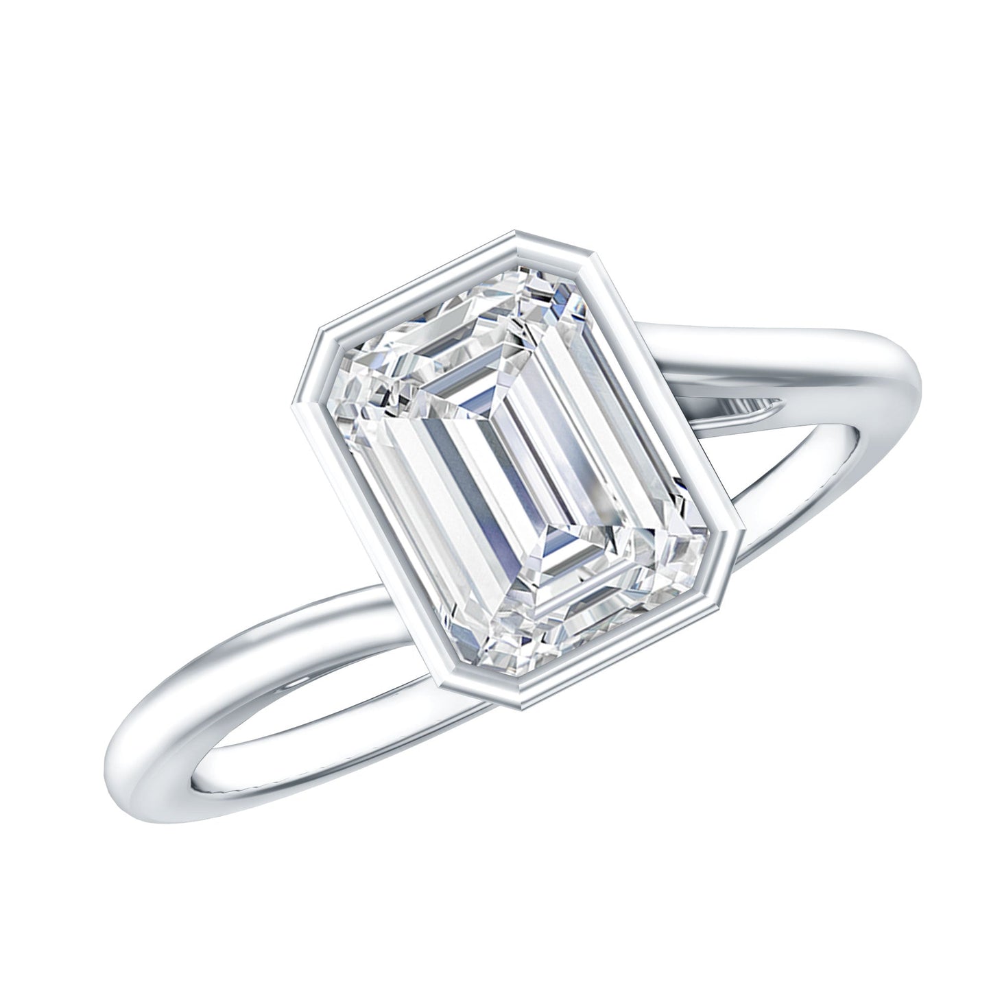 Bezel Set Lab Grown Diamond Bypass Engagement Ring