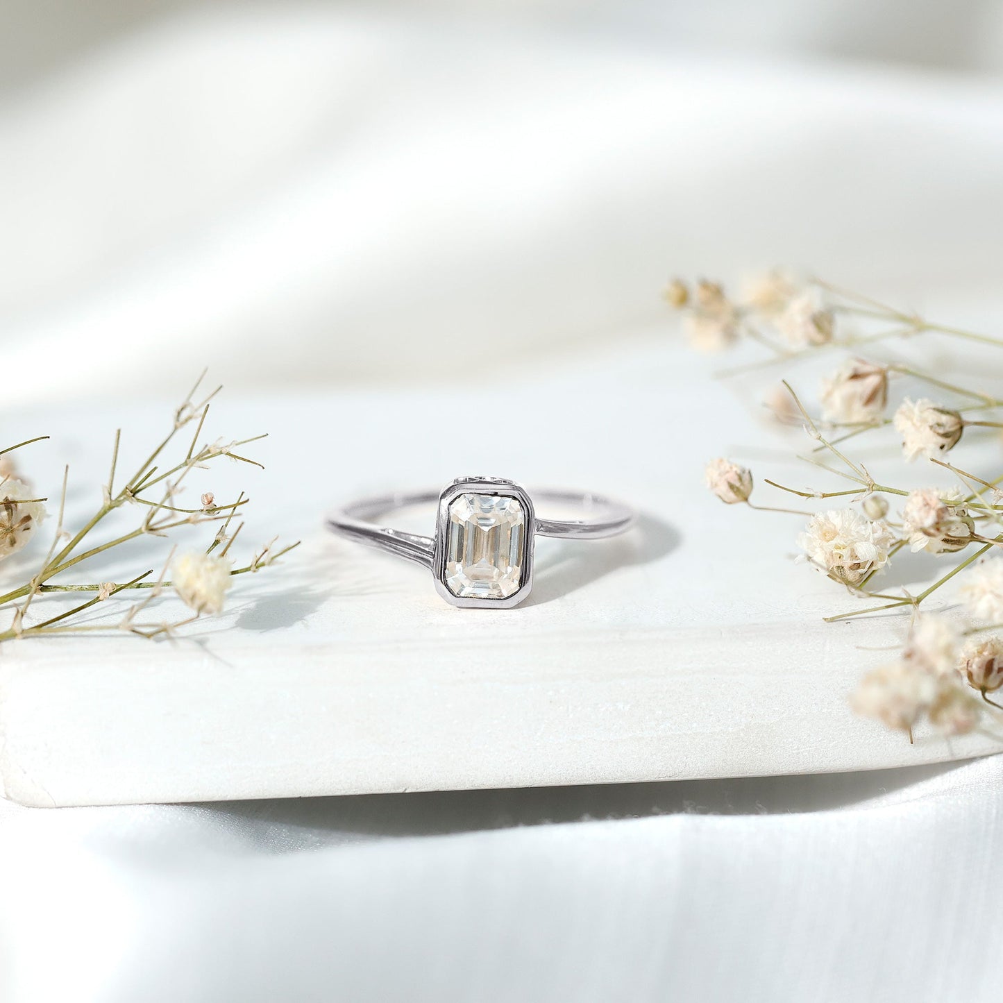 Bezel Set Lab Grown Diamond Bypass Engagement Ring
