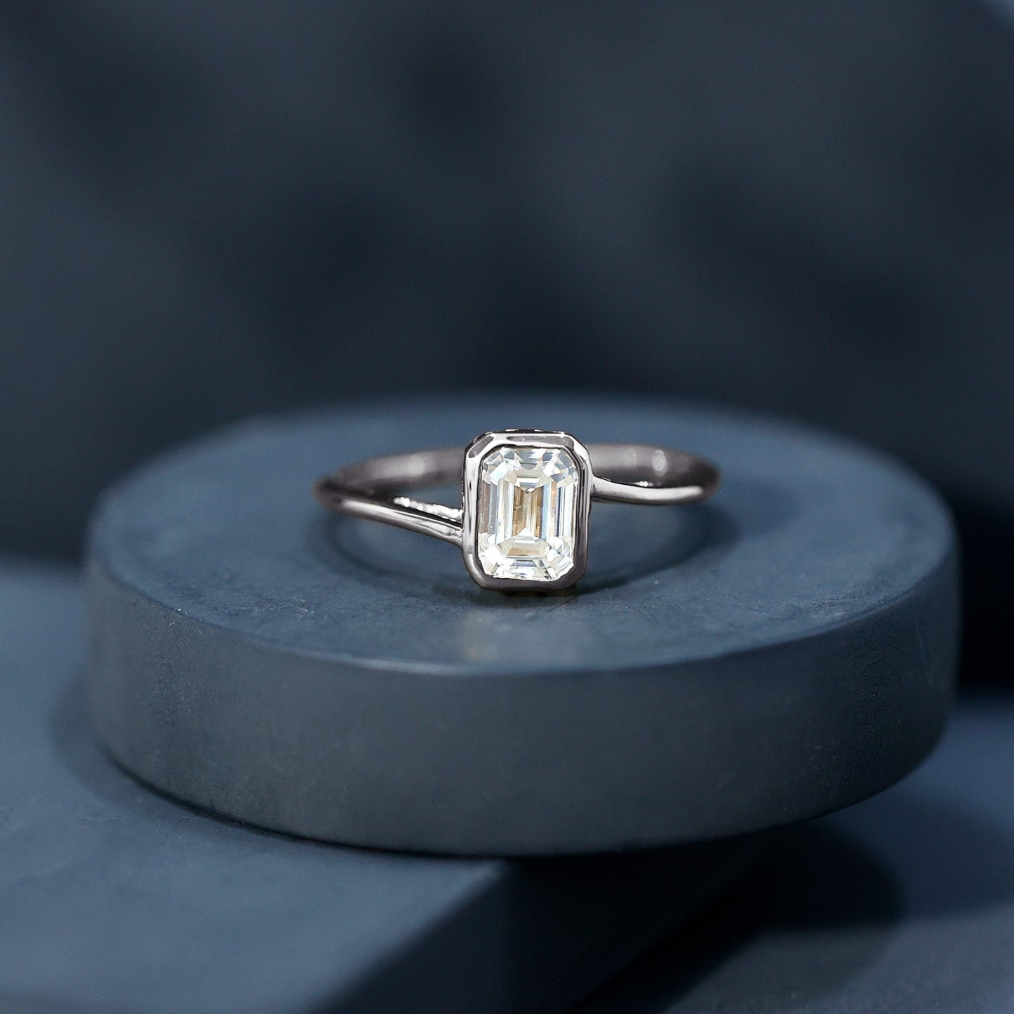 Bezel Set Lab Grown Diamond Bypass Engagement Ring