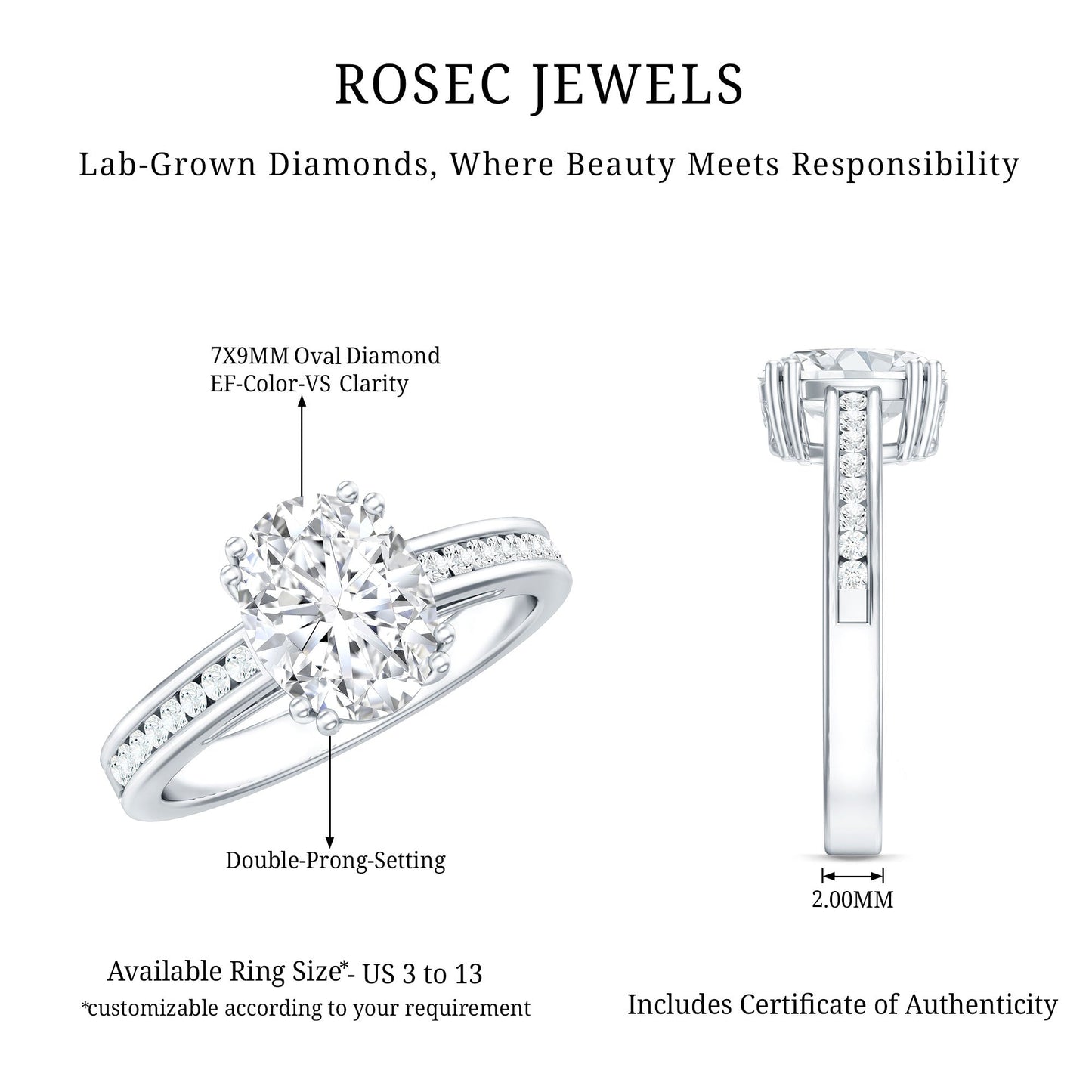 Lab Grown Diamond Timeless Engagement Ring With Side Stones