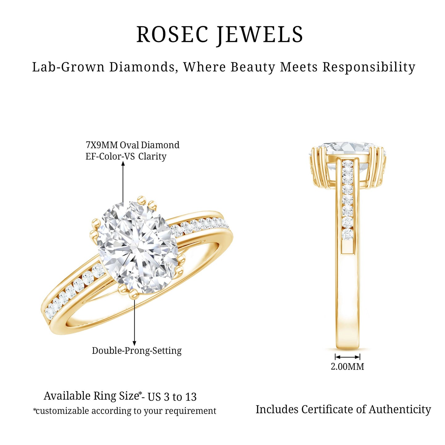 Lab Grown Diamond Timeless Engagement Ring With Side Stones
