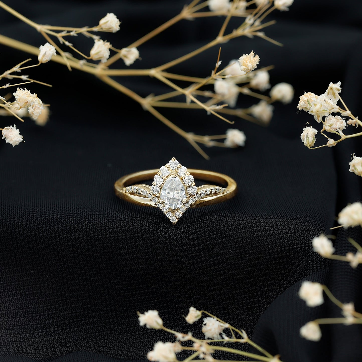 Pear Cut 0.6 Carat Lab Grown Diamond Designer Engagement Ring