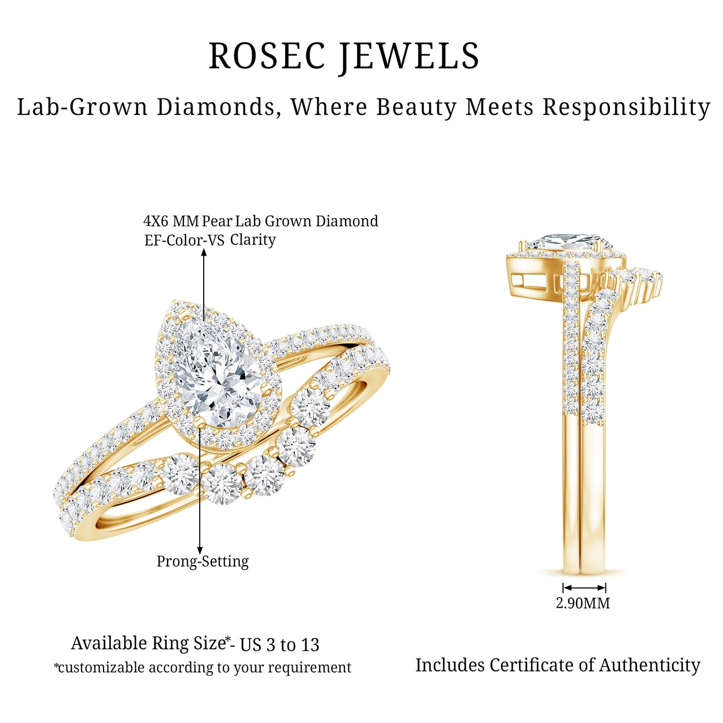 Lab Grown Diamond Designer Bridal Ring Set for Her