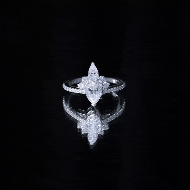 Lab Grown Diamond Unique Engagement Ring with Side Stones