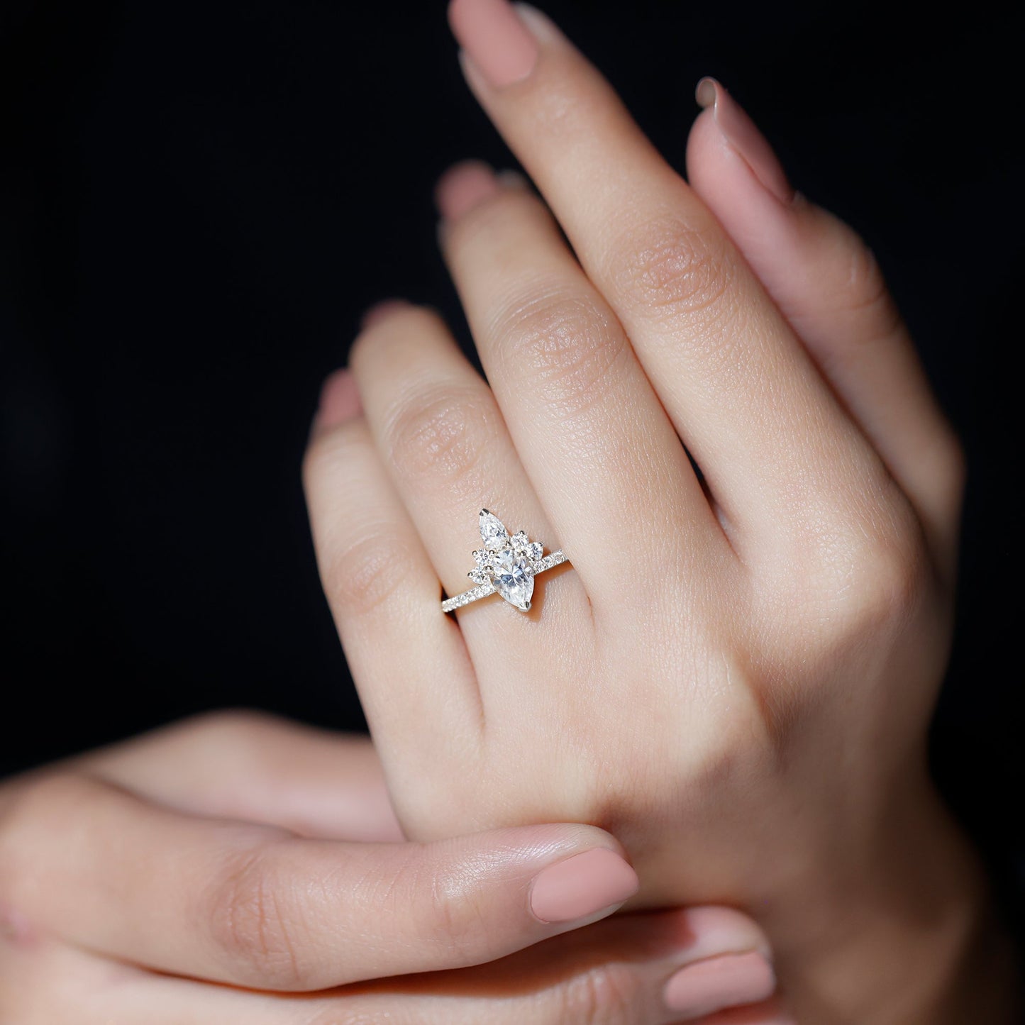 Lab Grown Diamond Unique Engagement Ring with Side Stones
