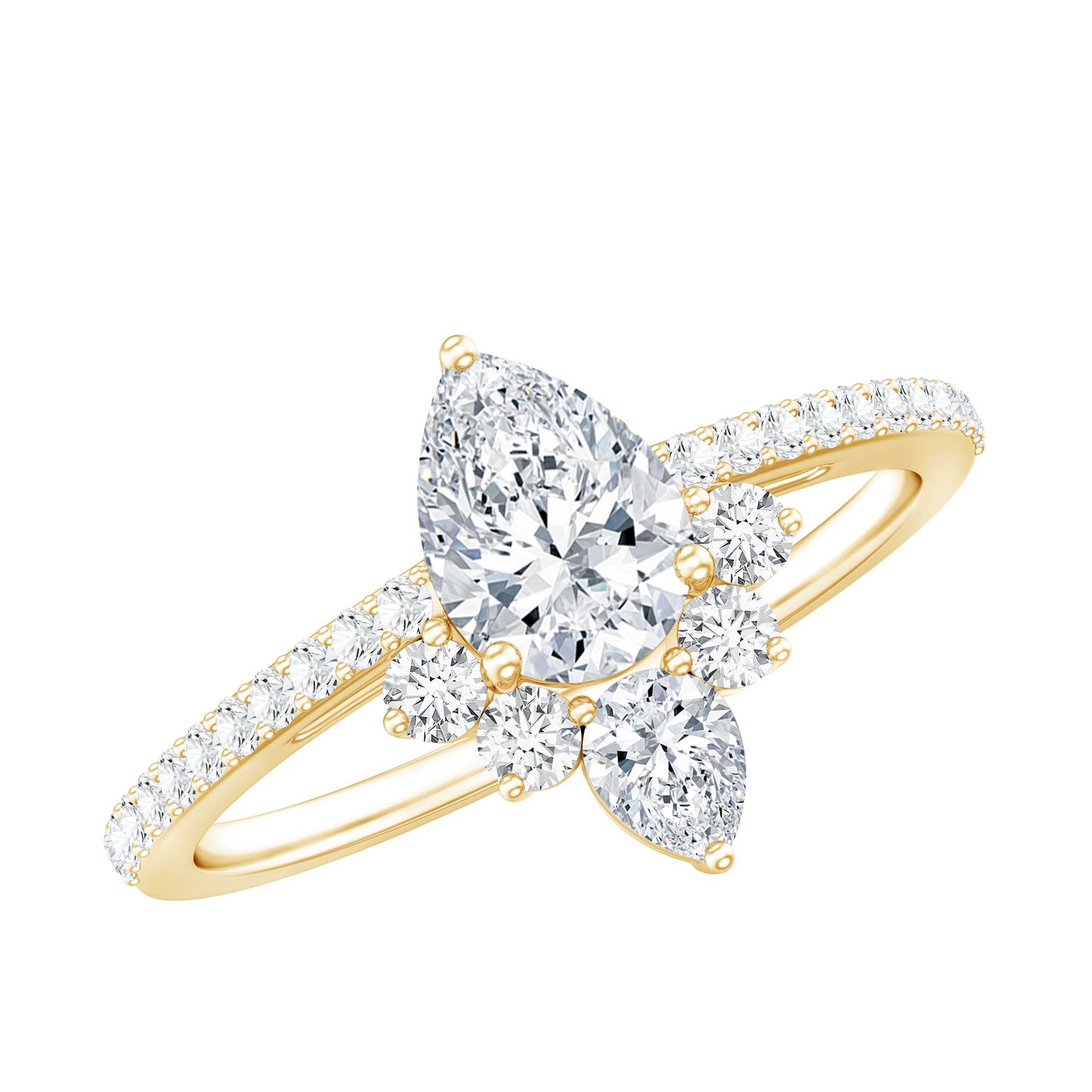 Lab Grown Diamond Unique Engagement Ring with Side Stones