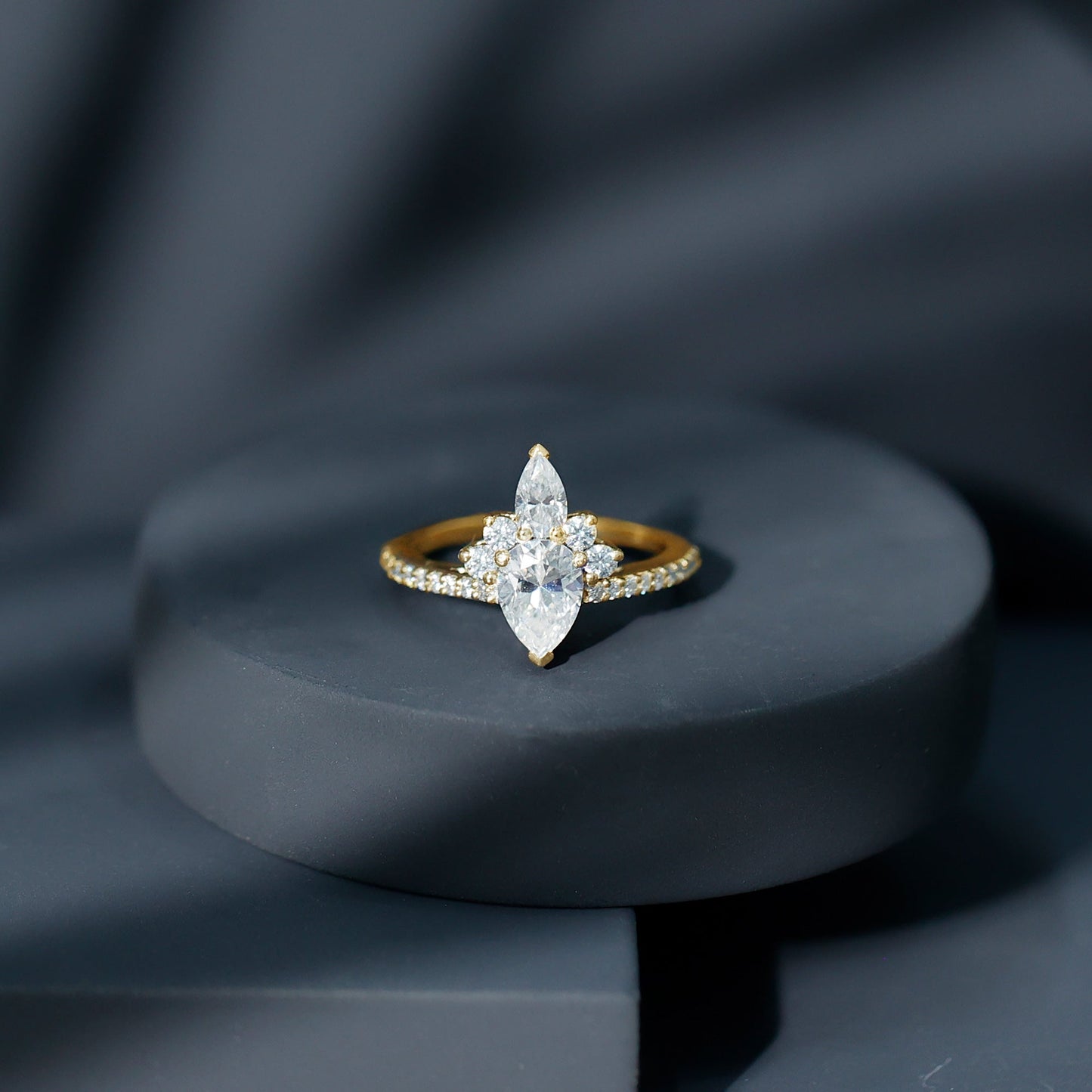 Lab Grown Diamond Unique Engagement Ring with Side Stones