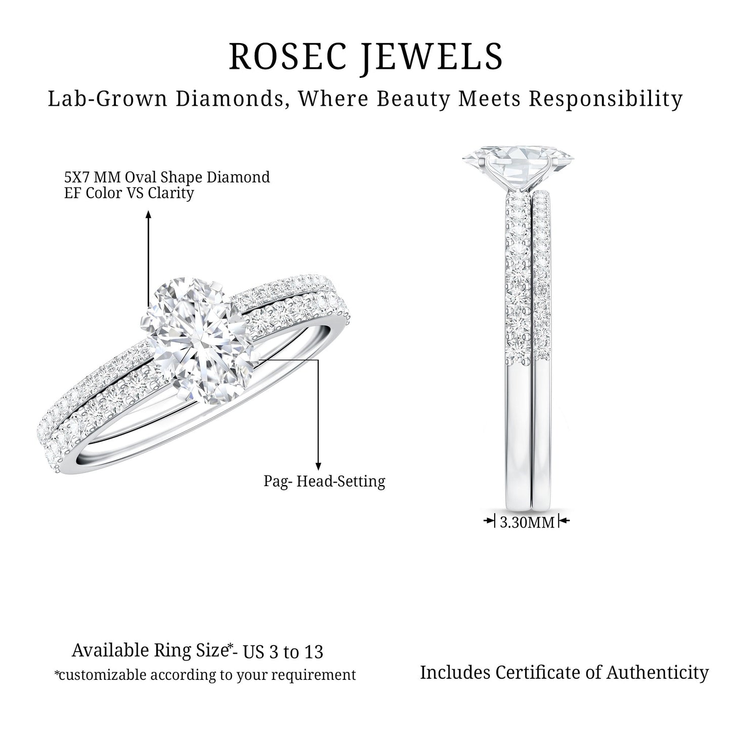 Lab Grown Diamond Simple Bridal Ring Sets