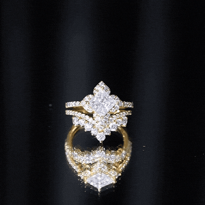 1.25 Carat Princess Cut Lab Grown Diamond Designer Bridal Ring Set