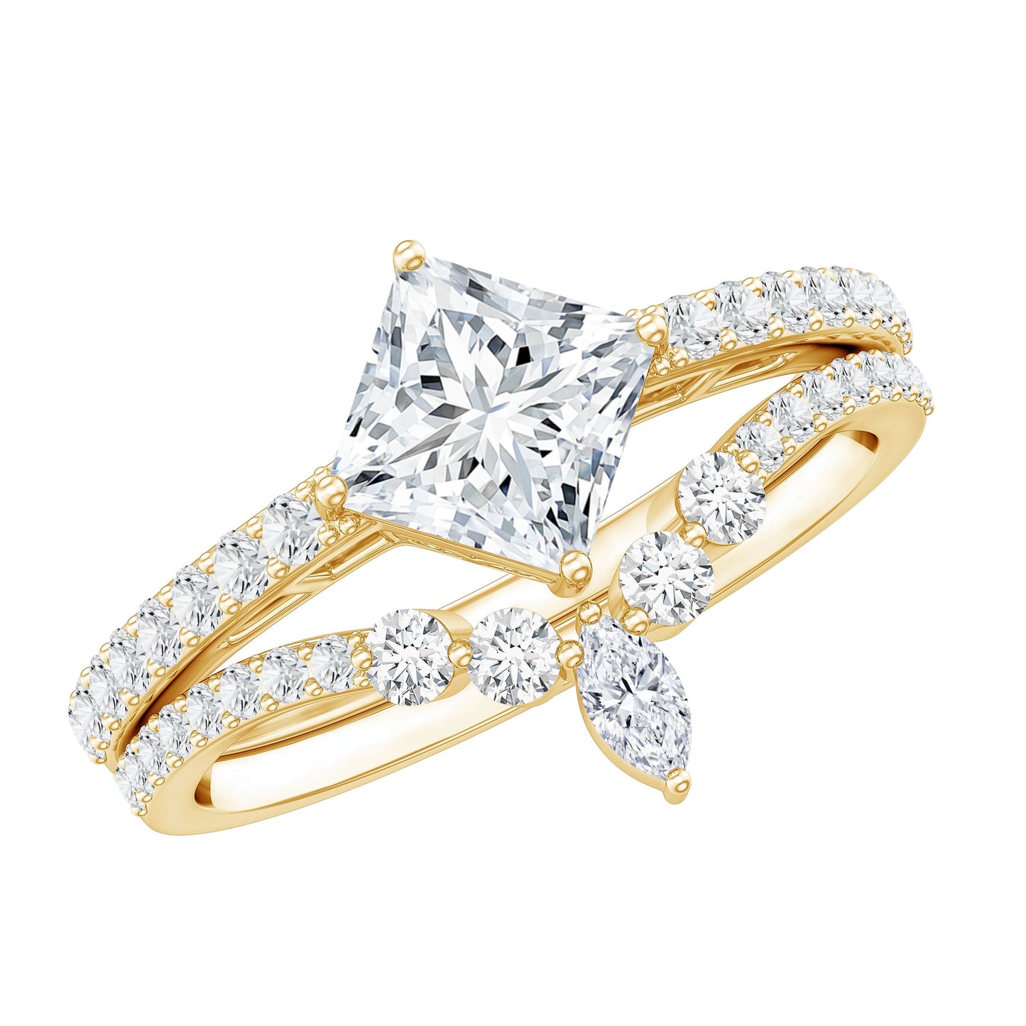 Lab Created Diamond Princess Cut Engagement Ring With Enhancer