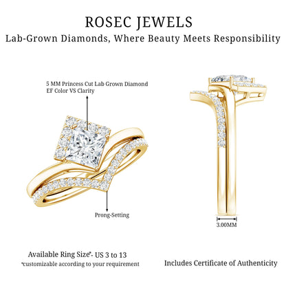 Lab Grown Diamond Princess Cut Engagement Ring With Ring Guard