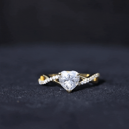 Lab Created Diamond Heart Crossover Engagement Ring