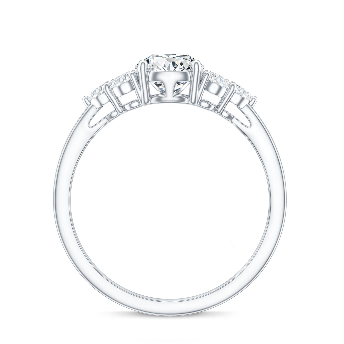 Lab Grown Diamond Teardrop Engagement Ring With Round Shape Trio