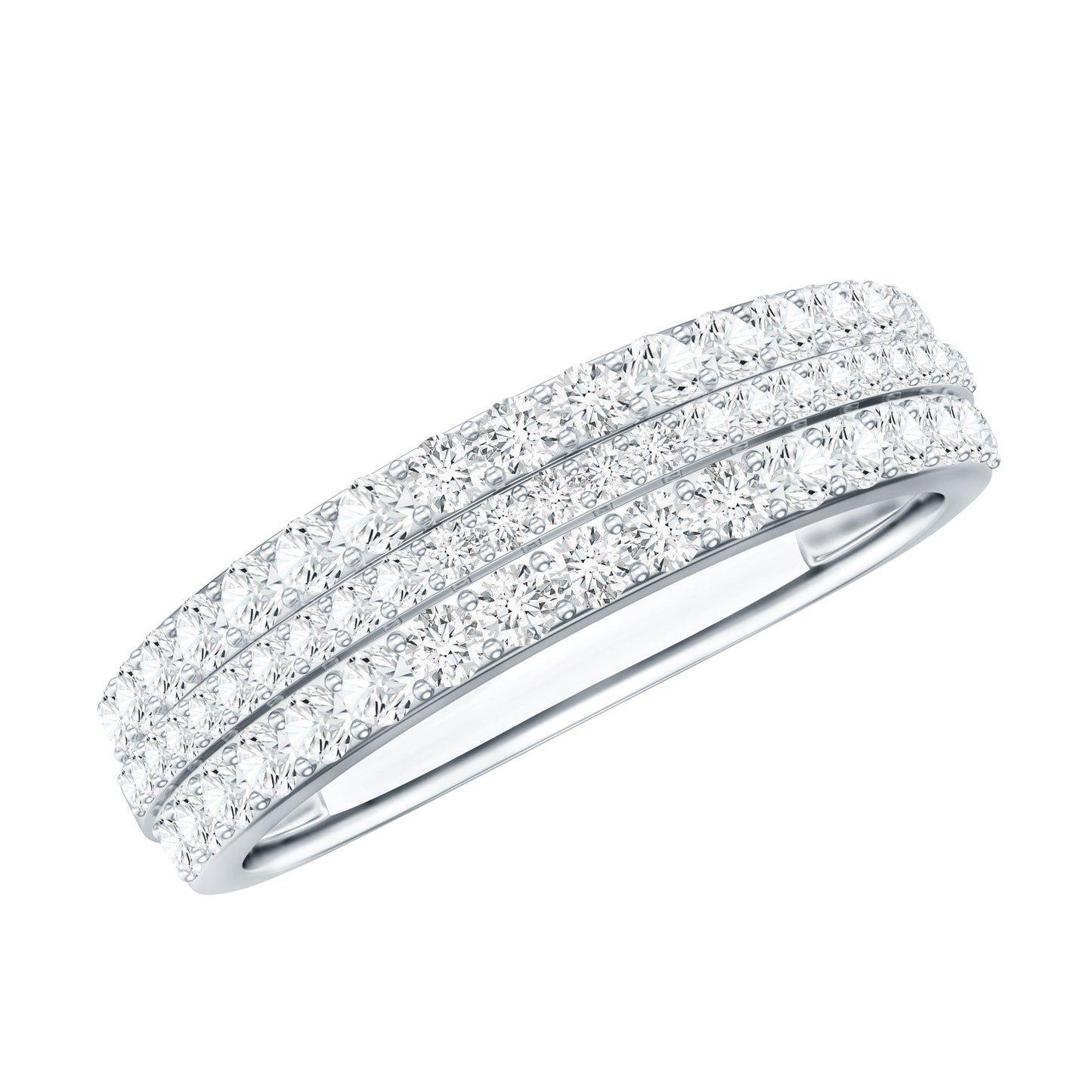 Certified Lab Grown Diamond 3 Row Wedding Band
