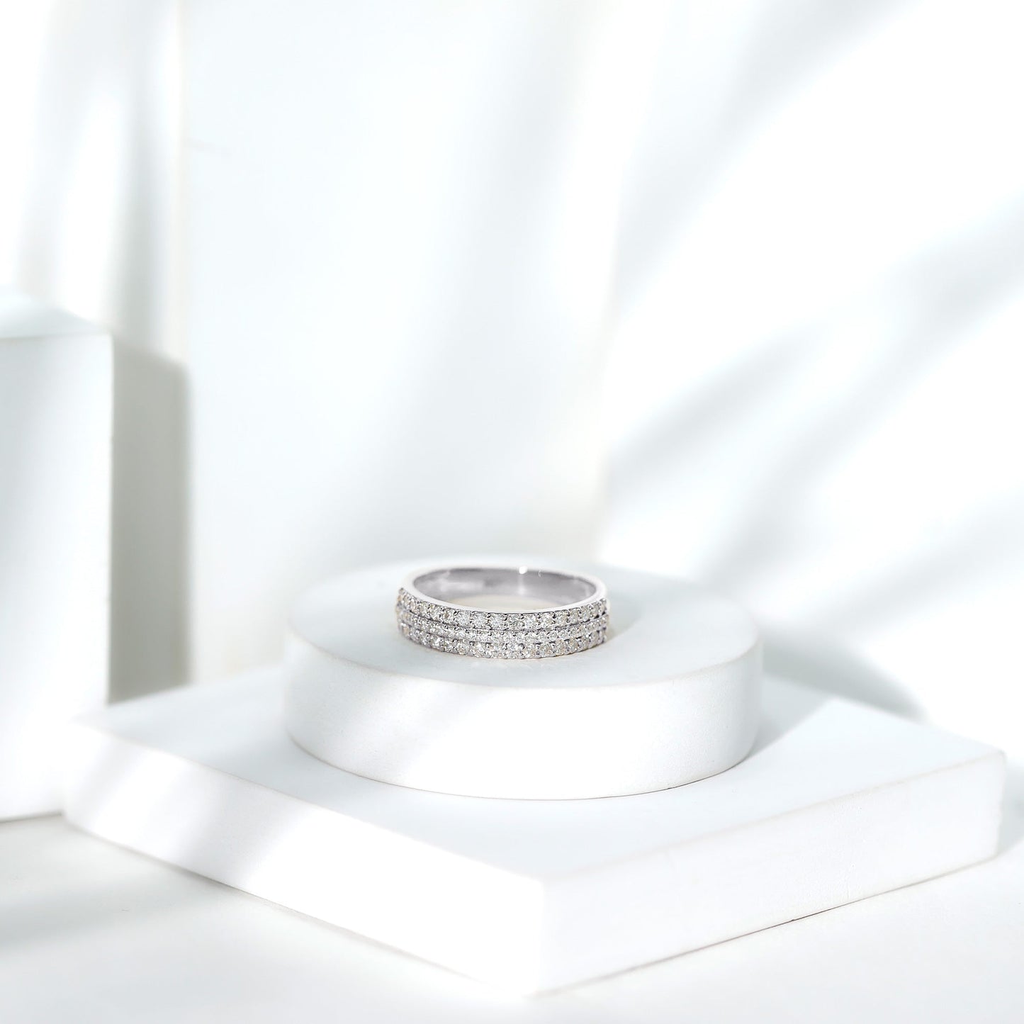 Certified Lab Grown Diamond 3 Row Wedding Band
