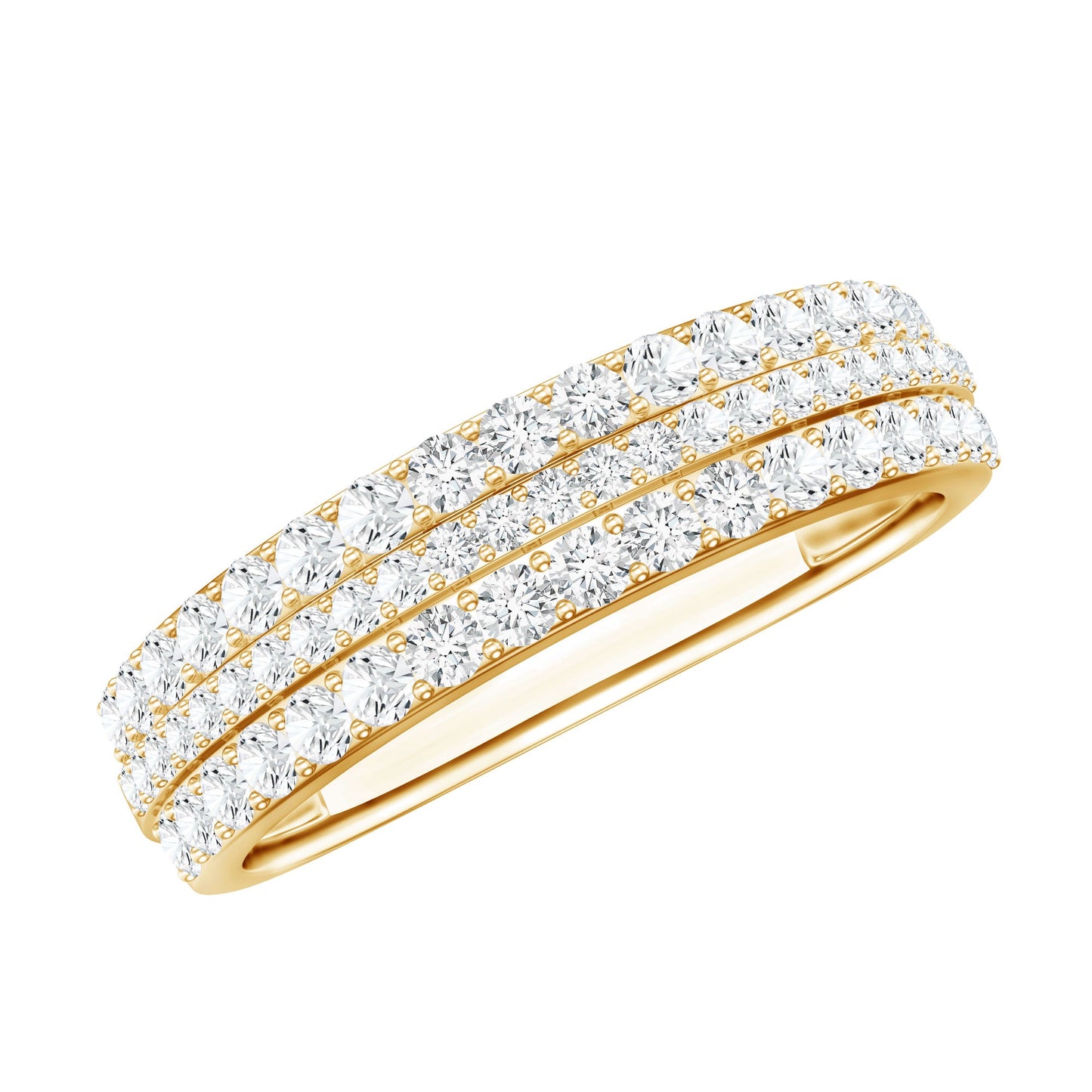 Certified Lab Grown Diamond 3 Row Wedding Band