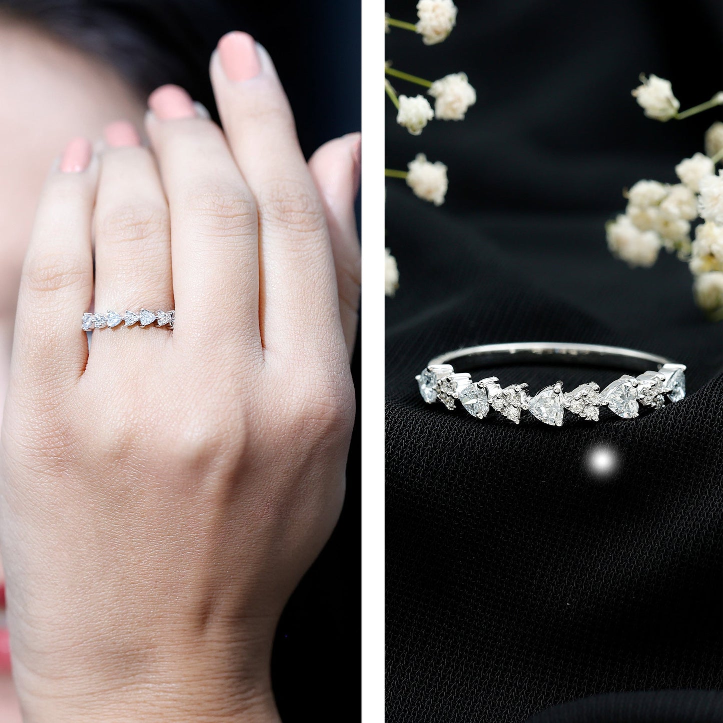 Brilliant Cut Lab Grown Diamond Heart Wedding Band Ring