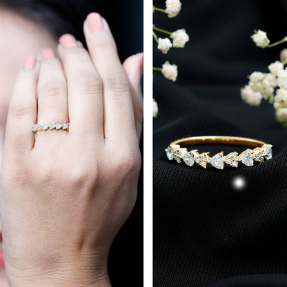 Brilliant Cut Lab Grown Diamond Heart Wedding Band Ring