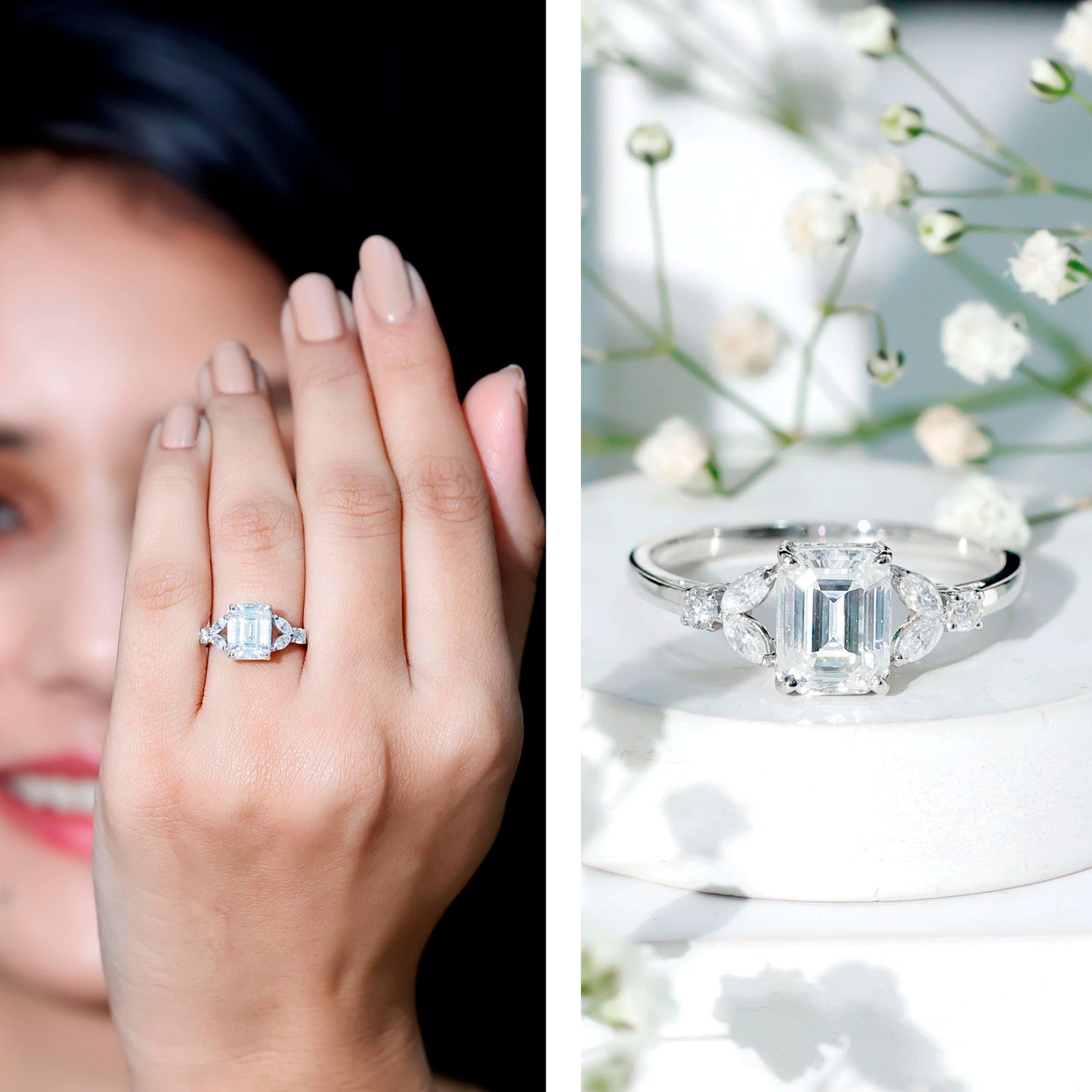 Womens Diamond Engagement Ring with Split Shank