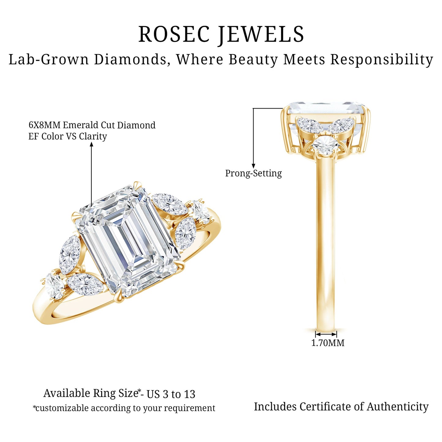 Womens Diamond Engagement Ring with Split Shank