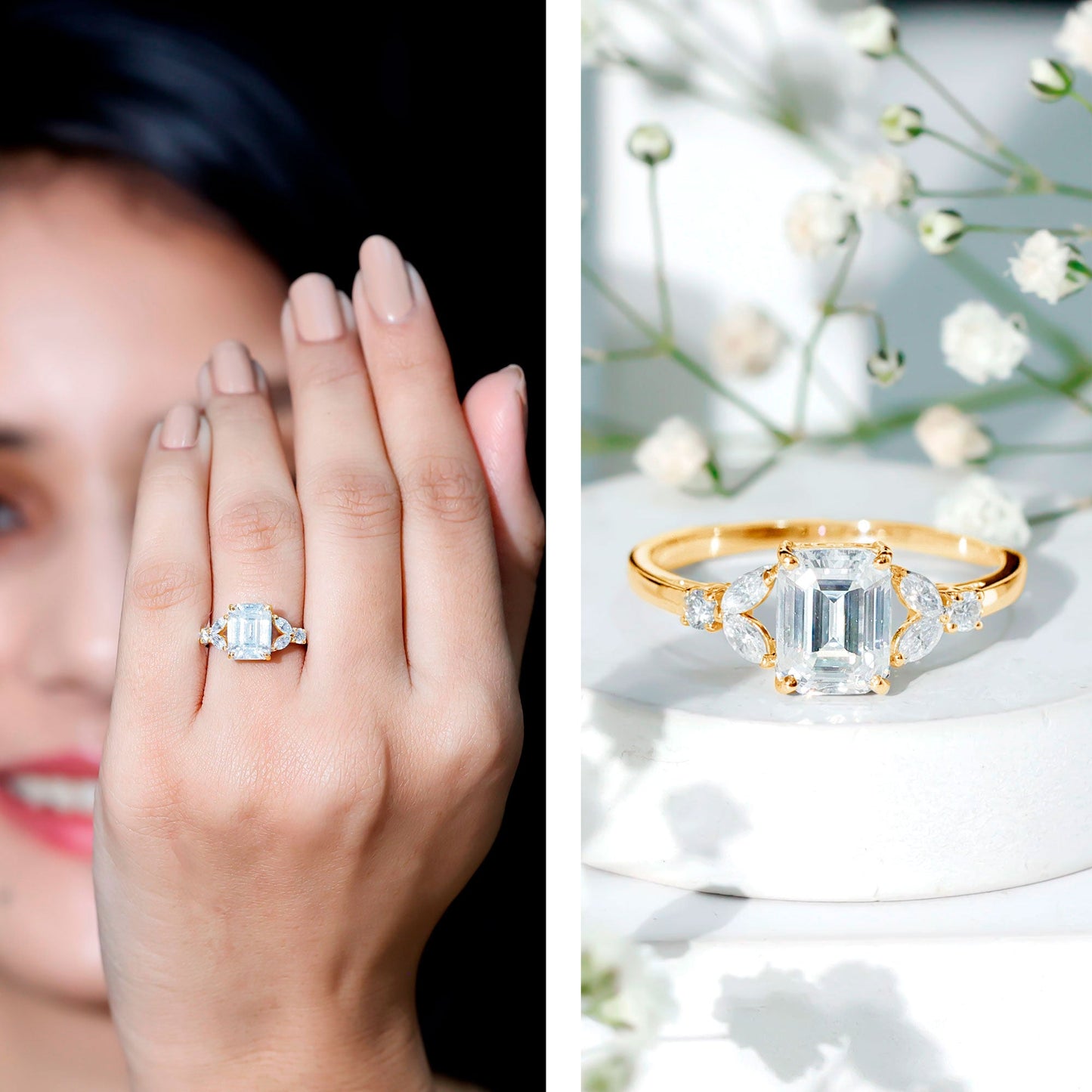 Womens Diamond Engagement Ring with Split Shank