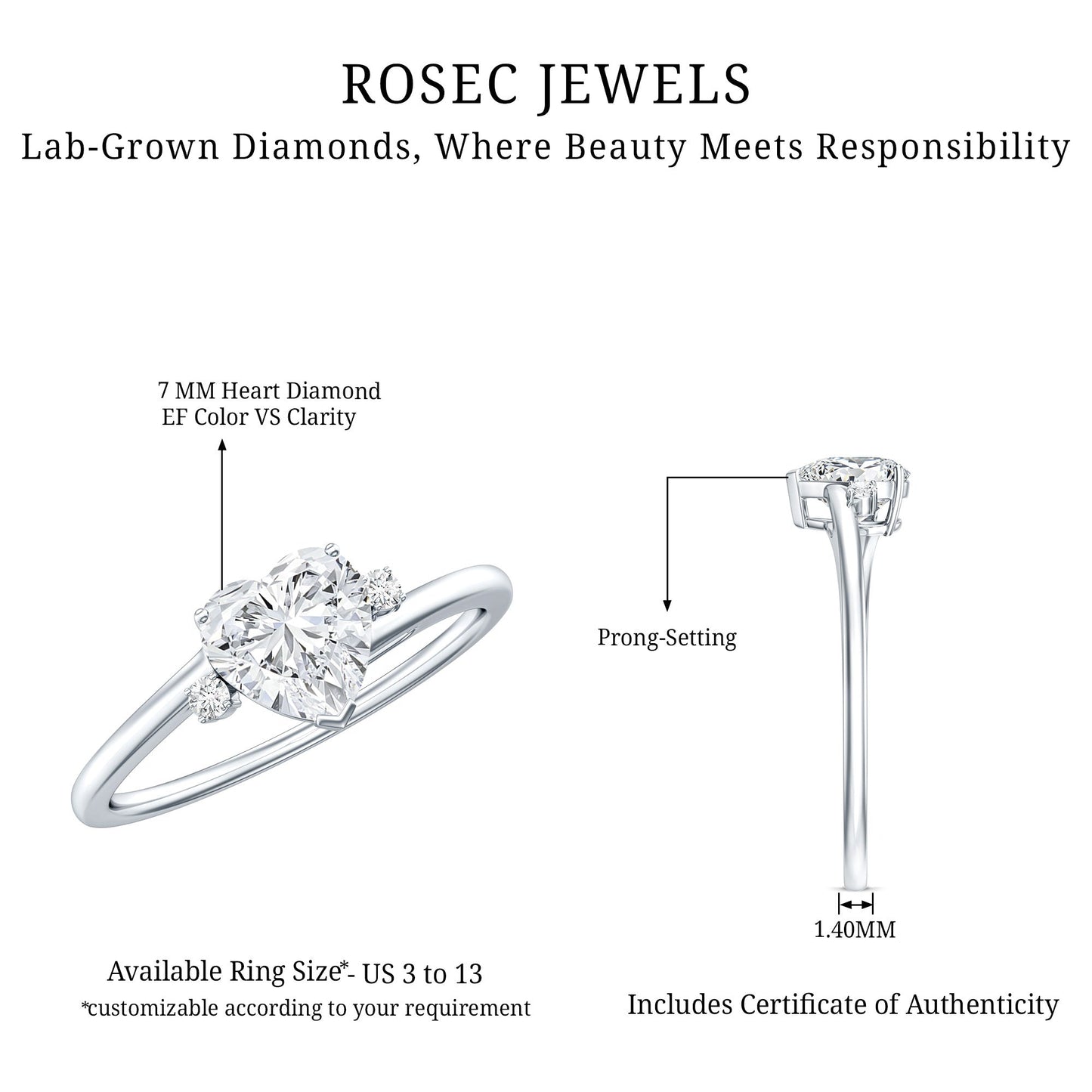 1.2 Carat Heart Lab Grown Diamond Proposal Ring For Her
