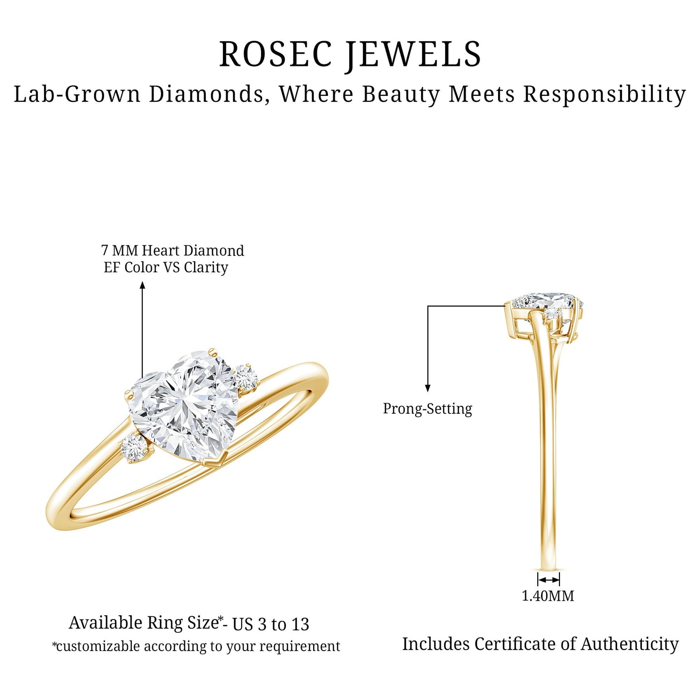 1.2 Carat Heart Lab Grown Diamond Proposal Ring For Her