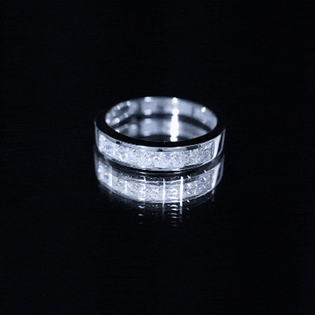 Certified Brilliant Cut Diamond Princess Cut Wedding Band
