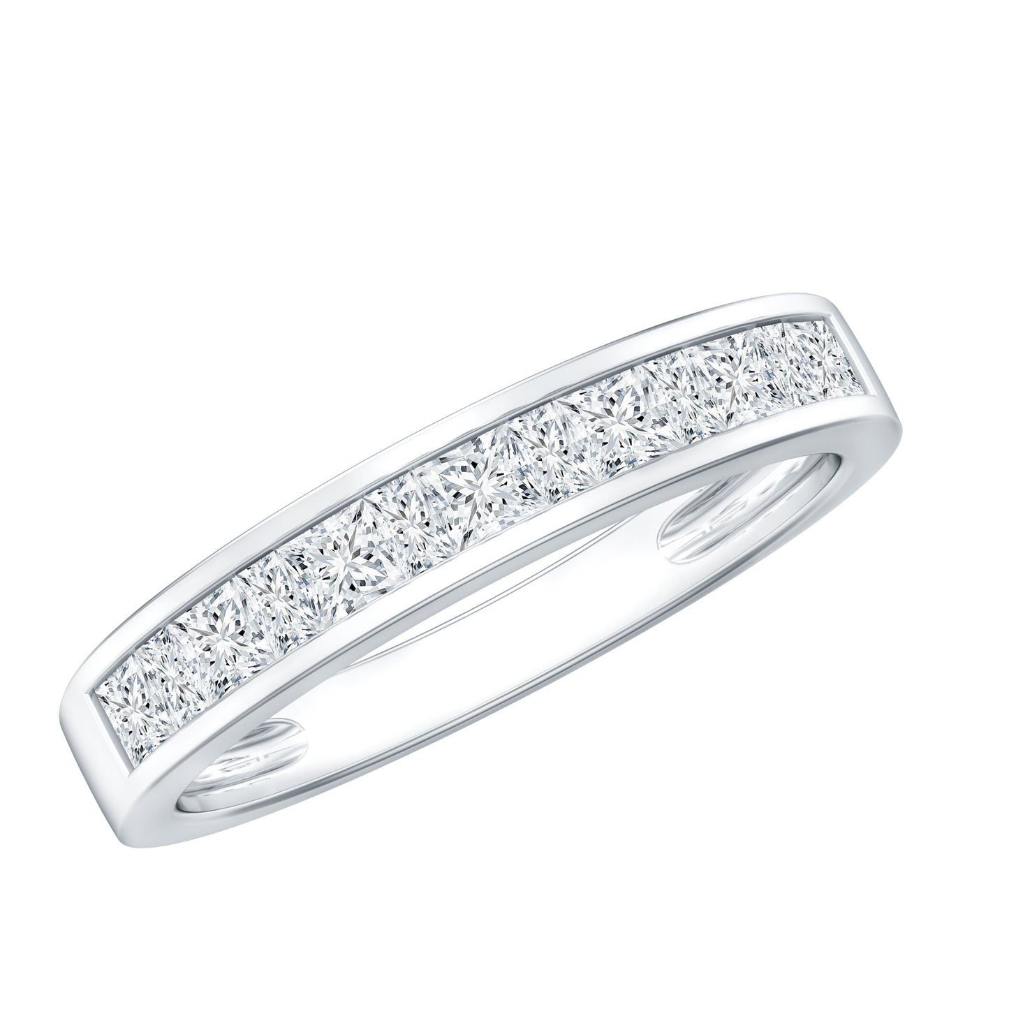 Certified Brilliant Cut Diamond Princess Cut Wedding Band