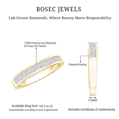 Certified Brilliant Cut Diamond Princess Cut Wedding Band