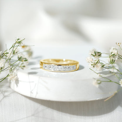 Certified Brilliant Cut Diamond Princess Cut Wedding Band