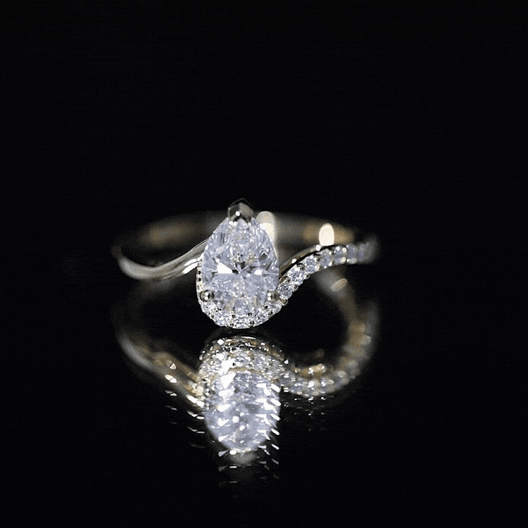 Diamond Teardrop Designer Engagement Ring