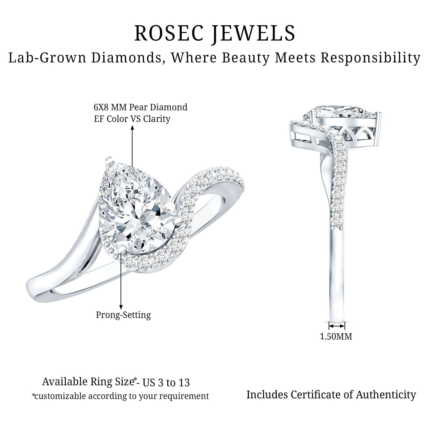 Diamond Teardrop Designer Engagement Ring