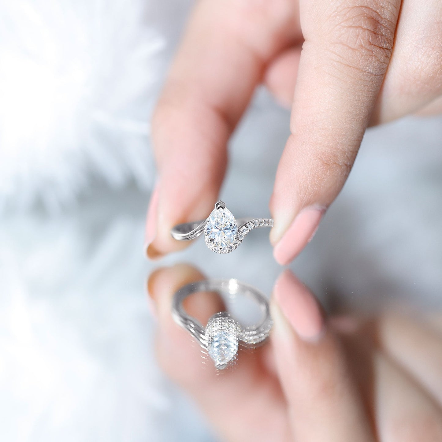 Diamond Teardrop Designer Engagement Ring