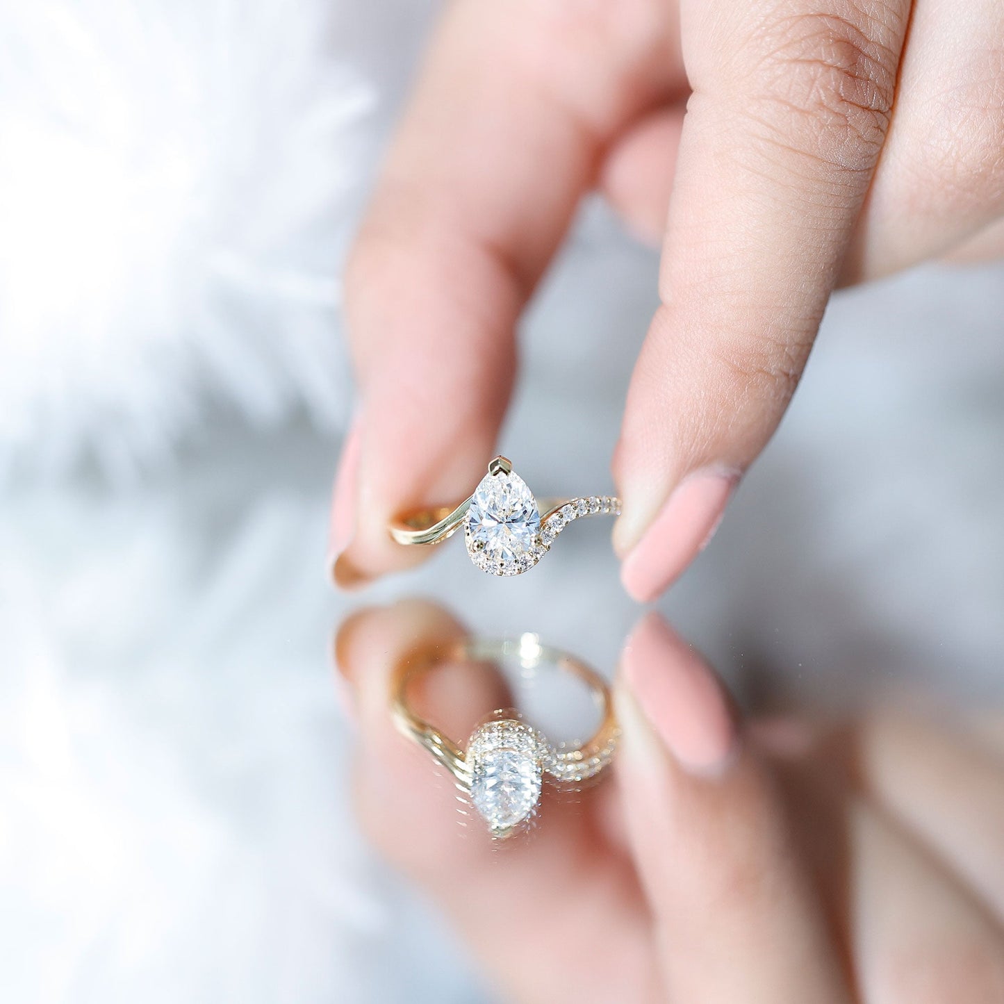 Diamond Teardrop Designer Engagement Ring