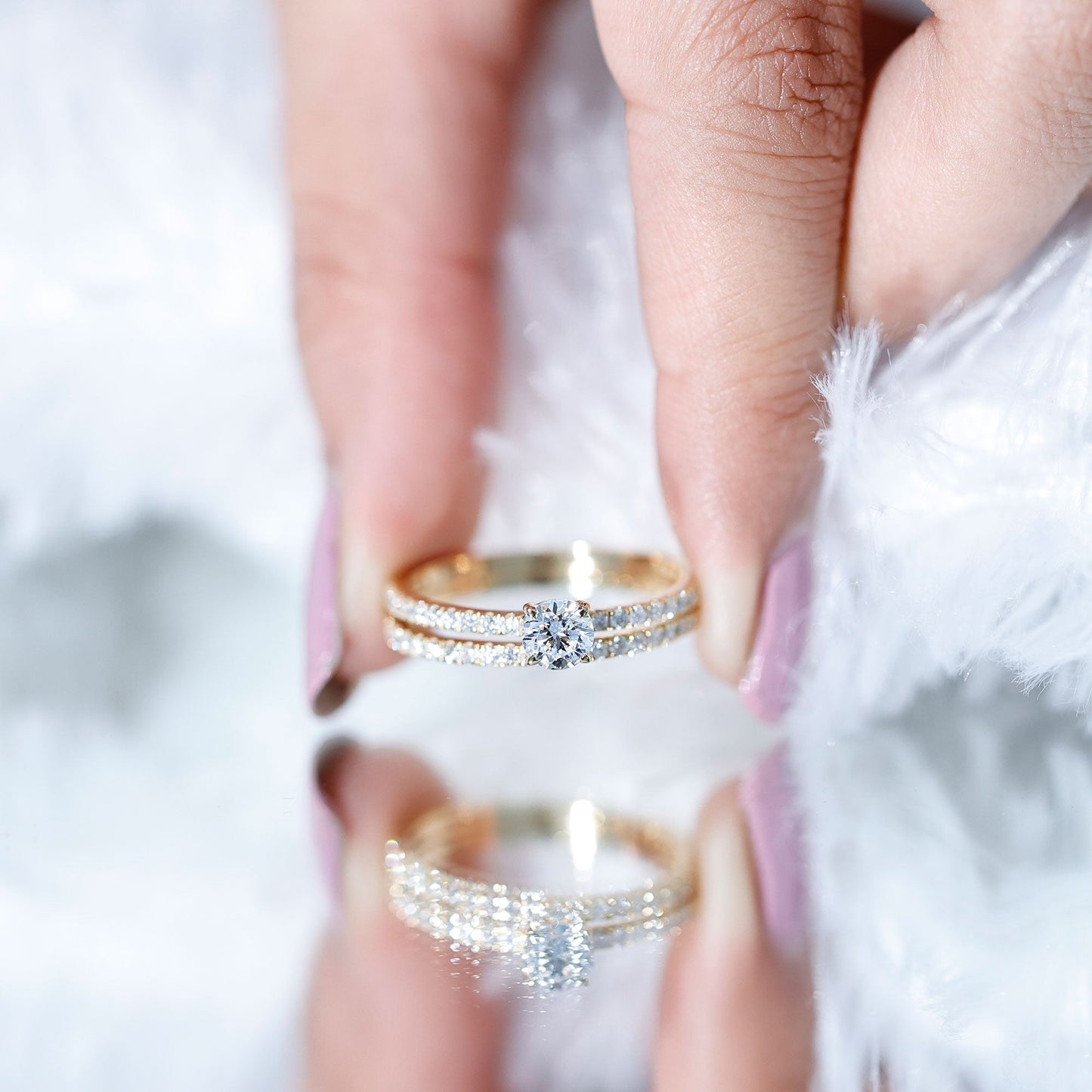 Certified Lab Created Diamond Wedding Ring Set For Bride