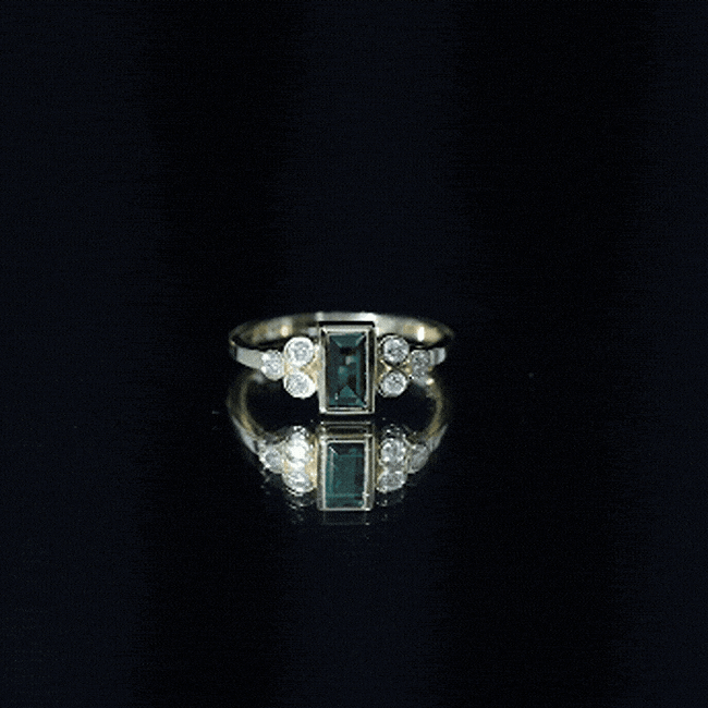 Bezel Set Lab Grown Emerald and Diamond Pre Engagement Ring