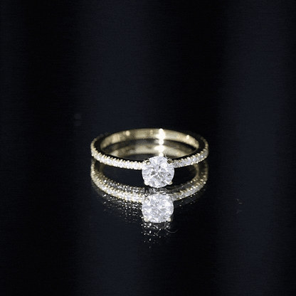 Round Brilliant Cut Lab Grown Diamond Promise Ring with Side Stones