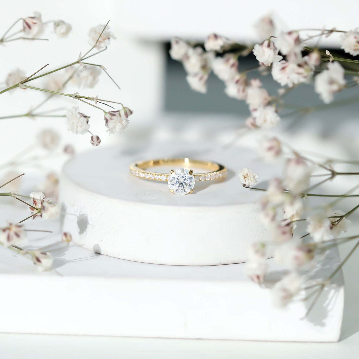 Round Brilliant Cut Lab Grown Diamond Promise Ring with Side Stones