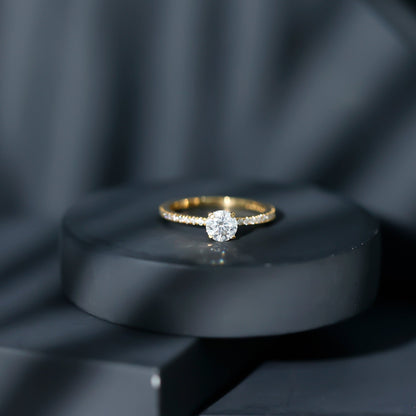 Round Brilliant Cut Lab Grown Diamond Promise Ring with Side Stones