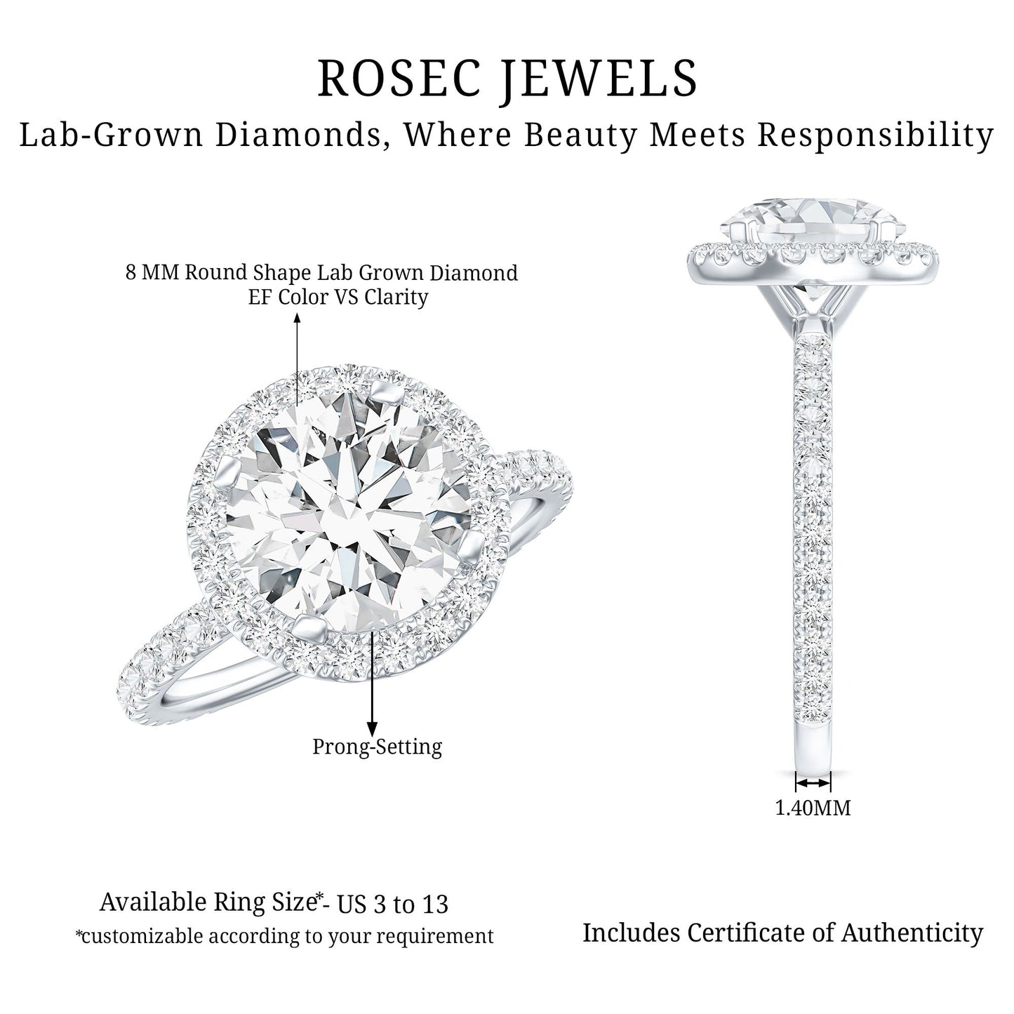 Certified Lab Grown Diamond Circle Engagement Ring With Halo
