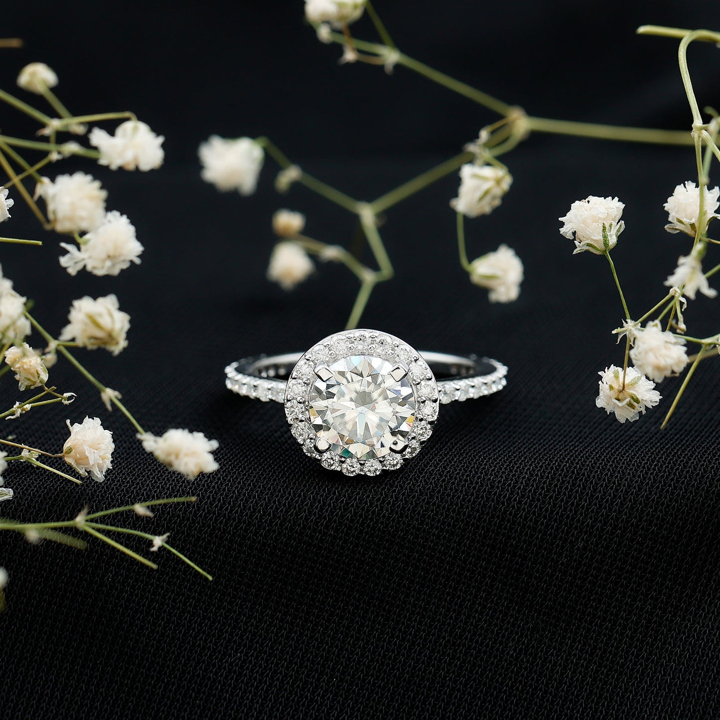 Certified Lab Grown Diamond Circle Engagement Ring With Halo