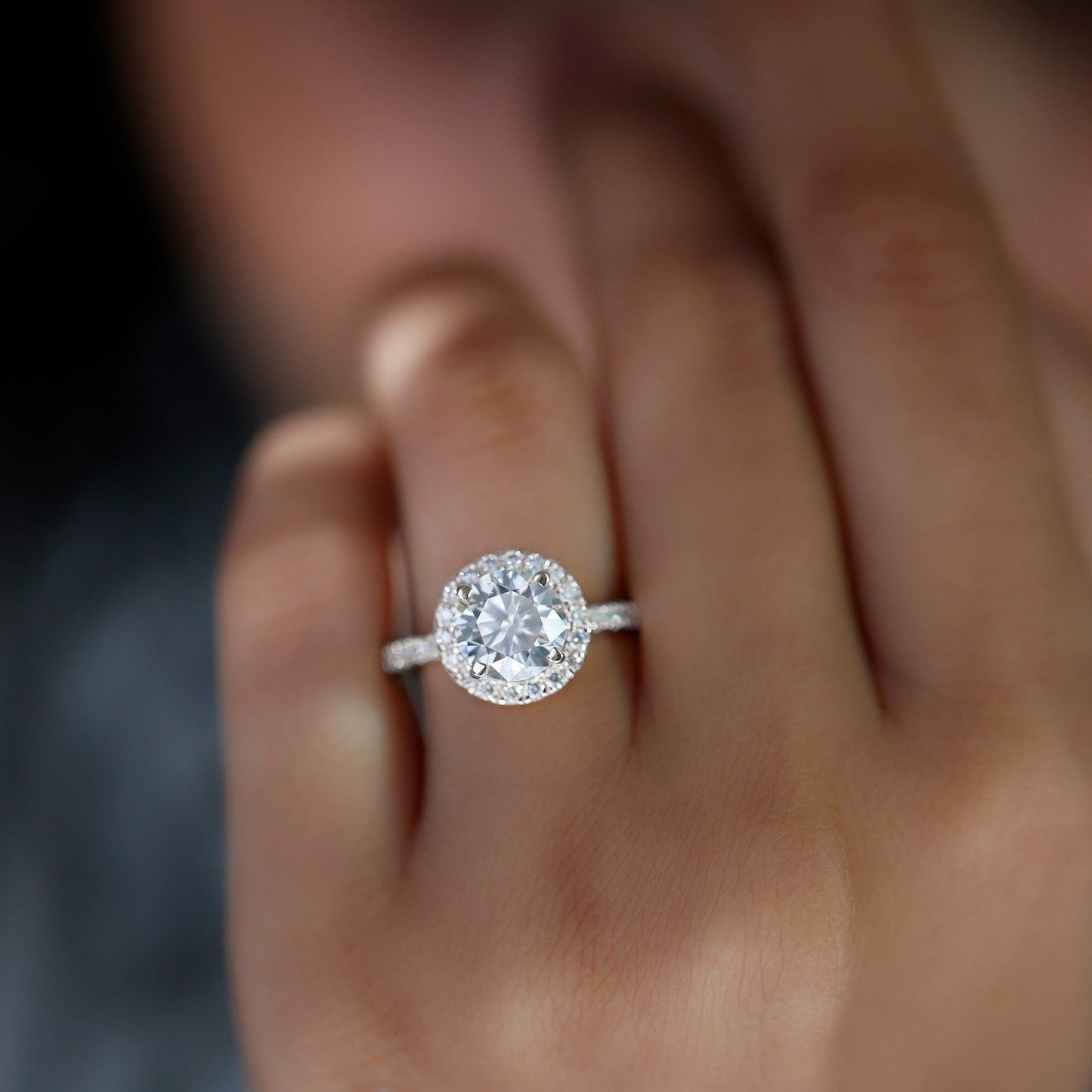 Certified Lab Grown Diamond Circle Engagement Ring With Halo
