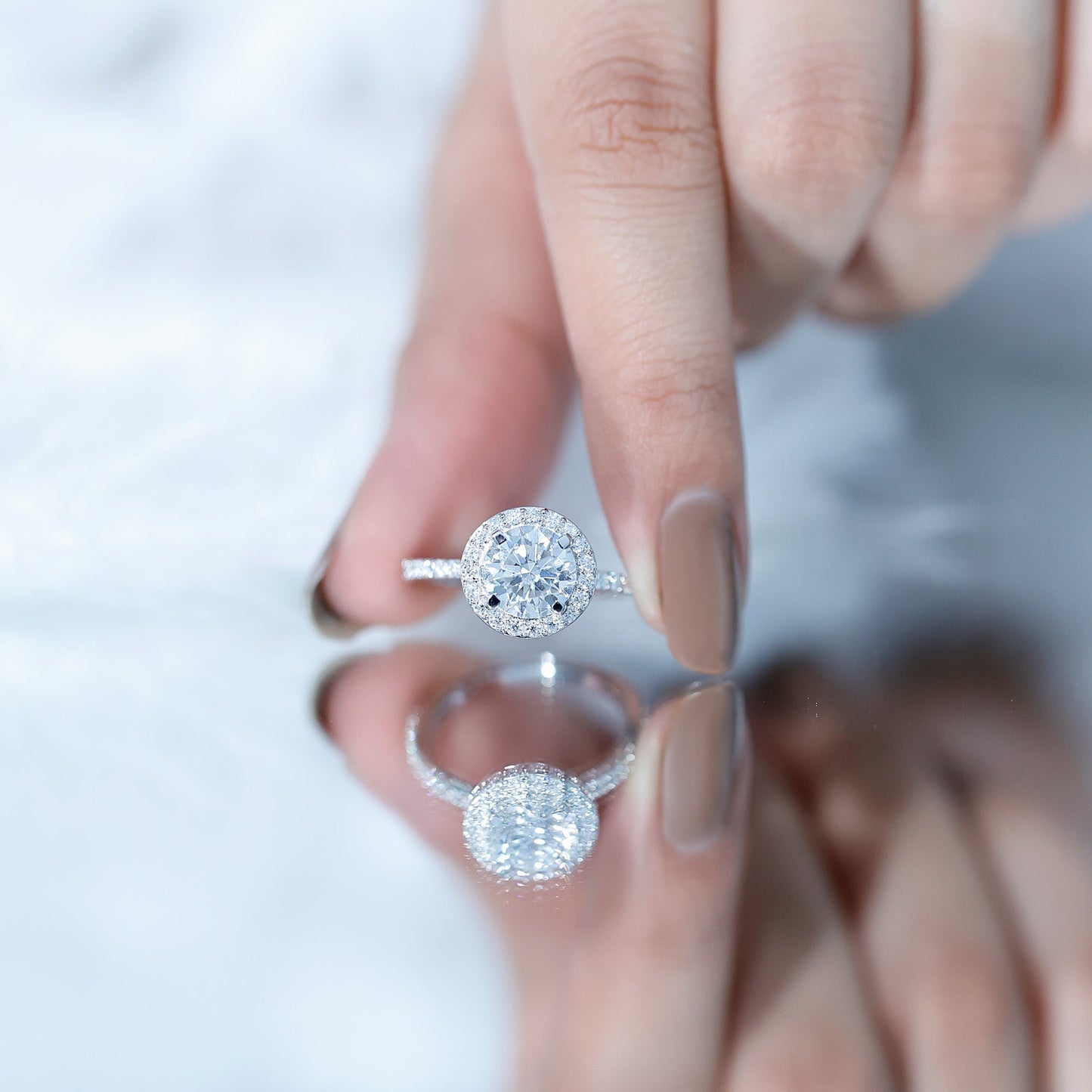 Certified Lab Grown Diamond Circle Engagement Ring With Halo