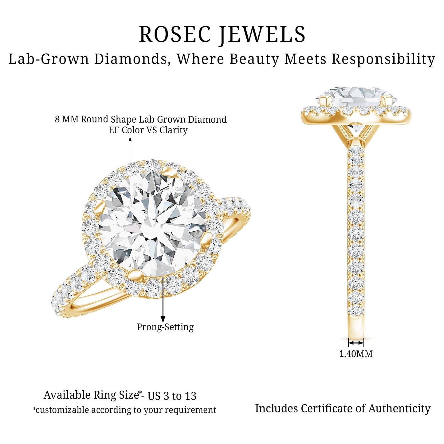 Certified Lab Grown Diamond Circle Engagement Ring With Halo