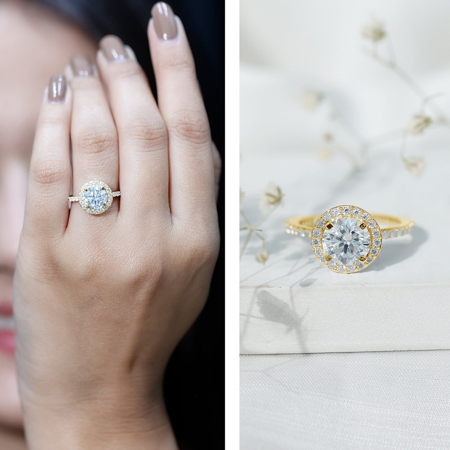 Certified Lab Grown Diamond Circle Engagement Ring With Halo