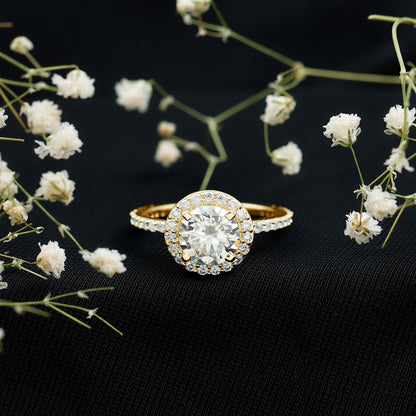 Certified Lab Grown Diamond Circle Engagement Ring With Halo
