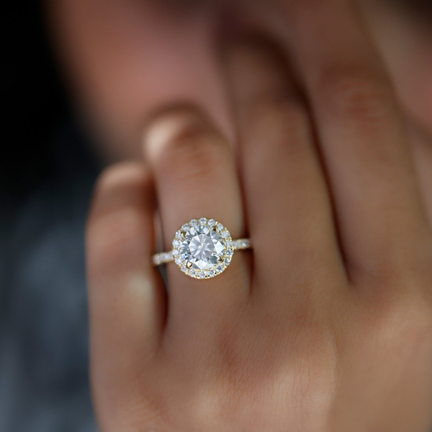 Certified Lab Grown Diamond Circle Engagement Ring With Halo