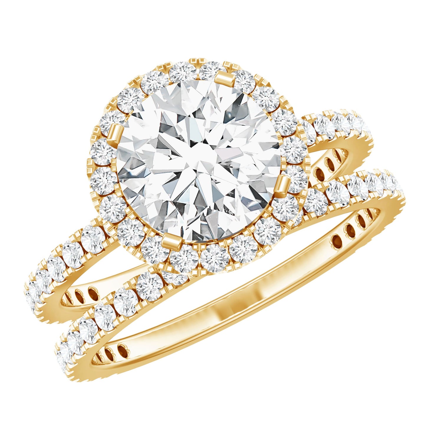 Lab Grown Diamond Halo Bridal Ring Set for Women