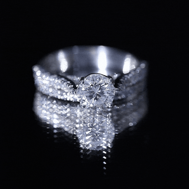 Certified 2 Carat Round Lab Grown Diamond Wedding Engagement Ring Set